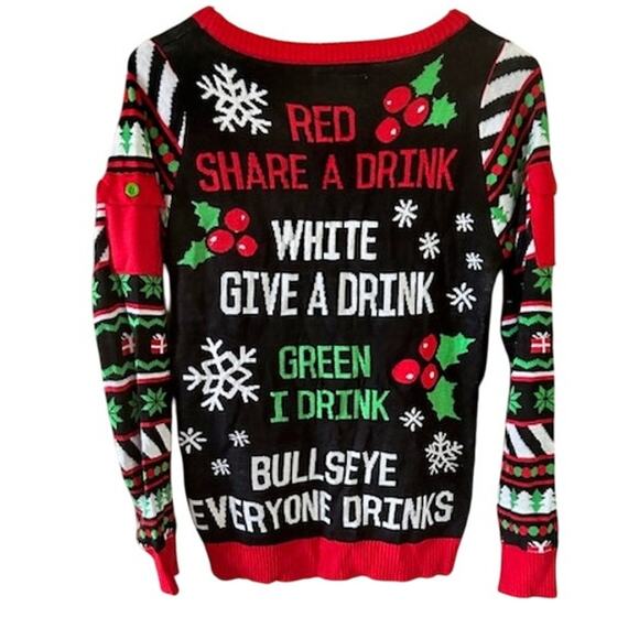Tipsy Elves “You Miss, You Drink!” Target Game Christmas Sweater, Size M NWT - Picture 7 of 10